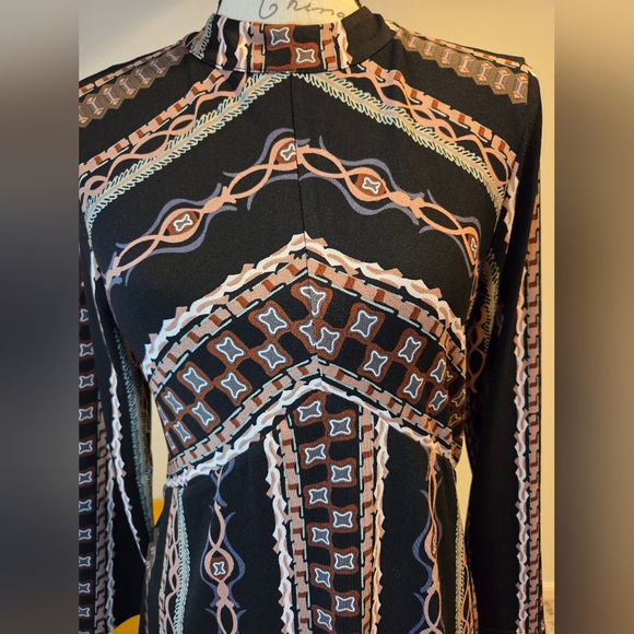 Free People Elegant Black Patterned Dress, Size M. - Picture 7 of 12